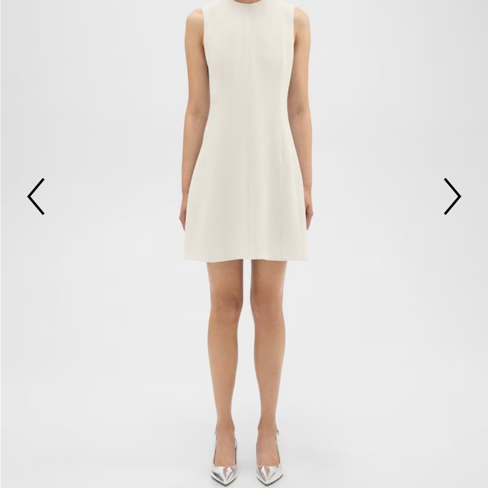 Theory Sleeveless Fit-and-Flare Dress in Striped Admiral Crepe